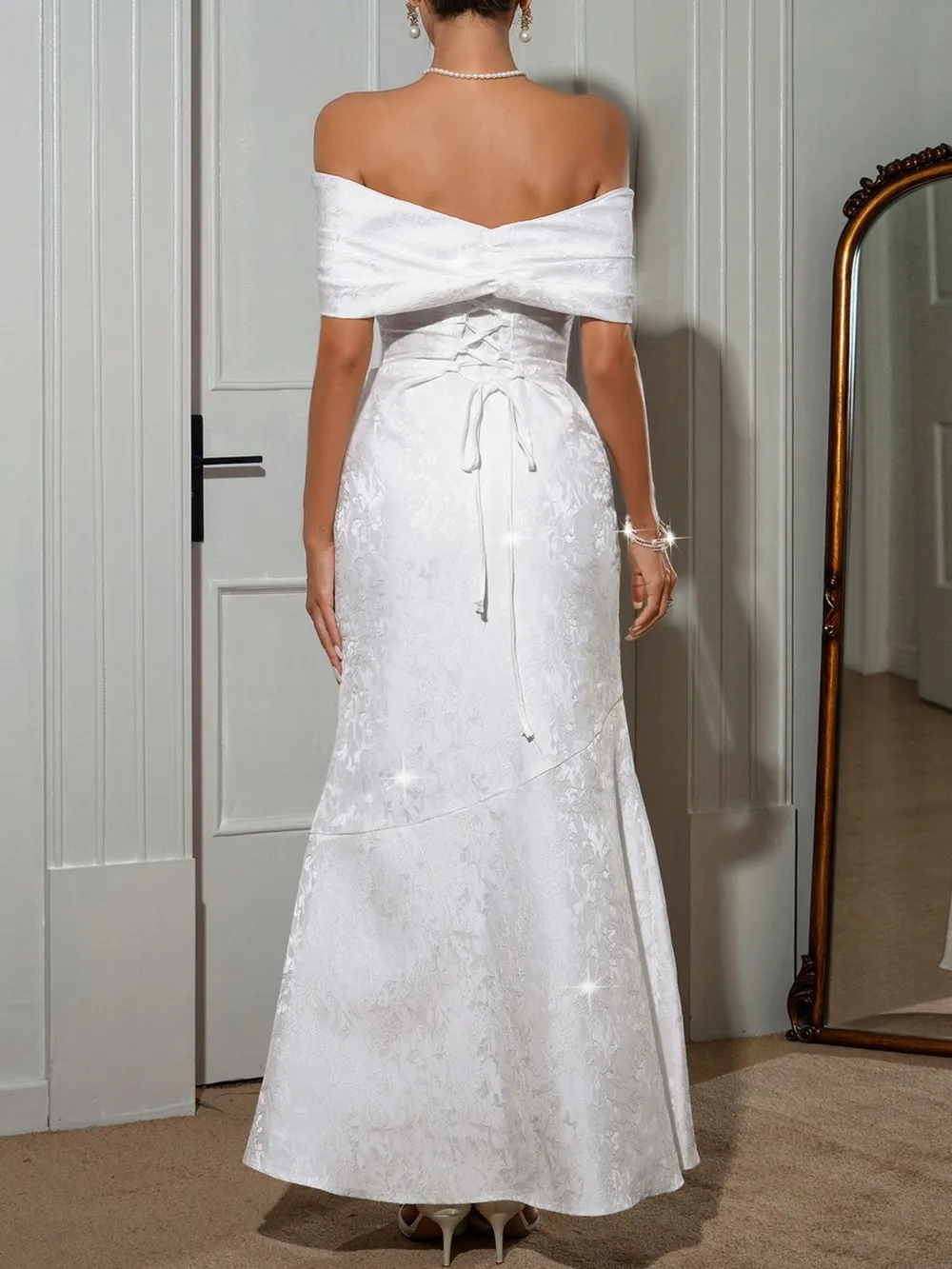 Chic Bow Off-Shoulder Maxi Dress - Romantic Elegant Formal Evening Gown - Image 5
